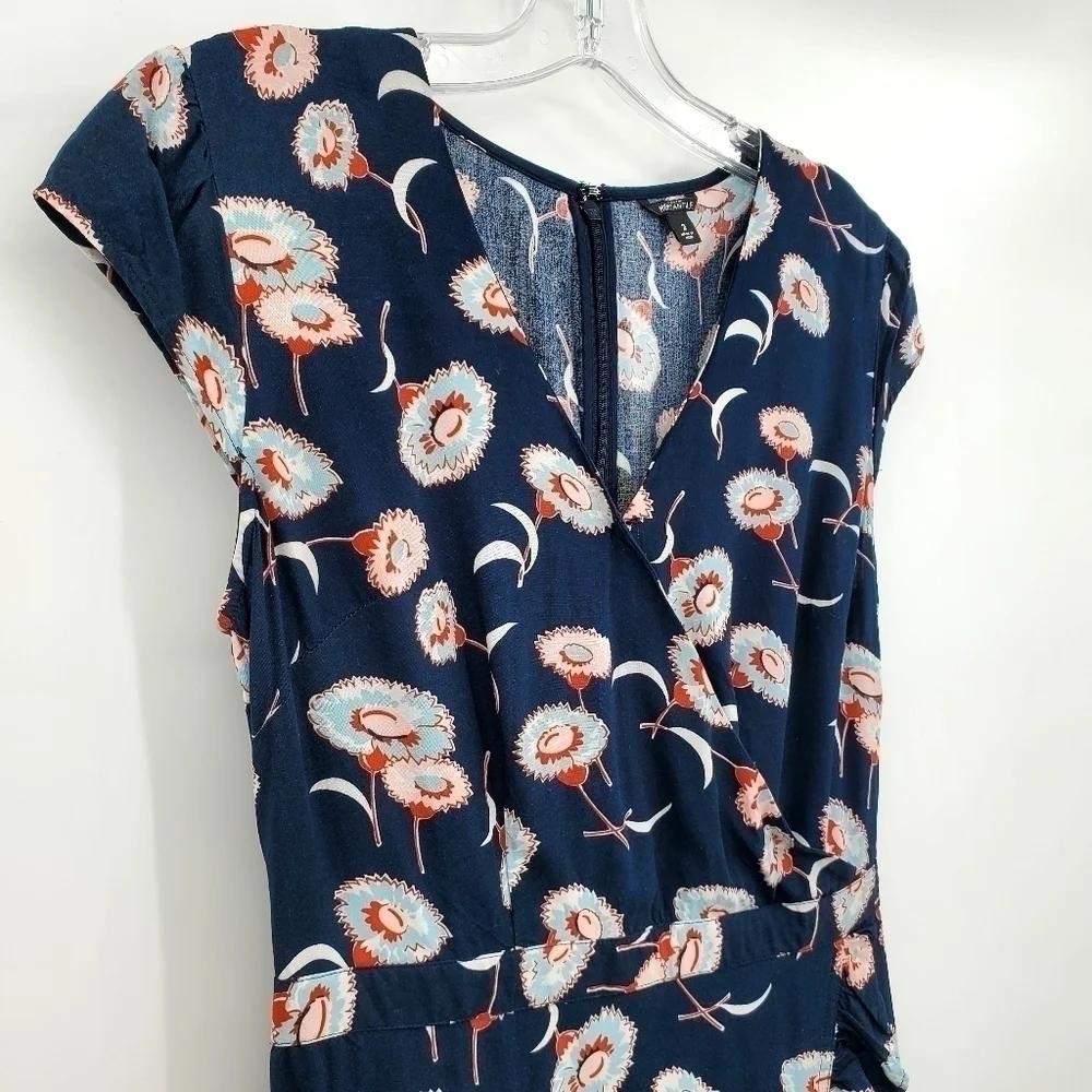 J. Crew Navy Floral Faux Wrap Mini Dress